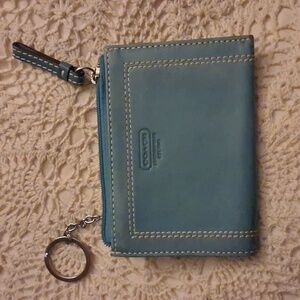 Coach Mini Skinny ID Key Ring Leather Card Case